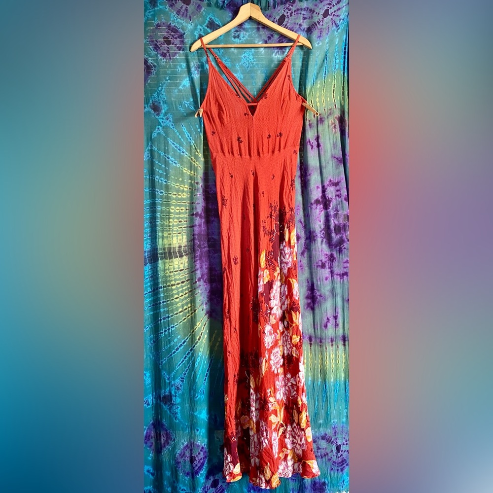 Free People Red V-Neck Sundress